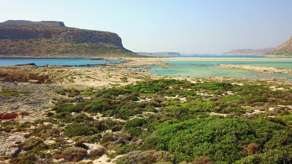 Close Drone Flight Above a Mediterranean Beach on a Summer Day