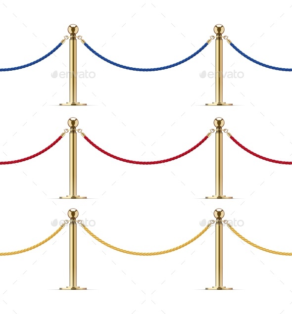 Seamless Golden Barrier with Rope for VIP Presentation - Man-made Objects Objects