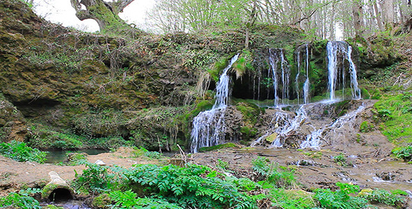 Small Waterfall In The Forest