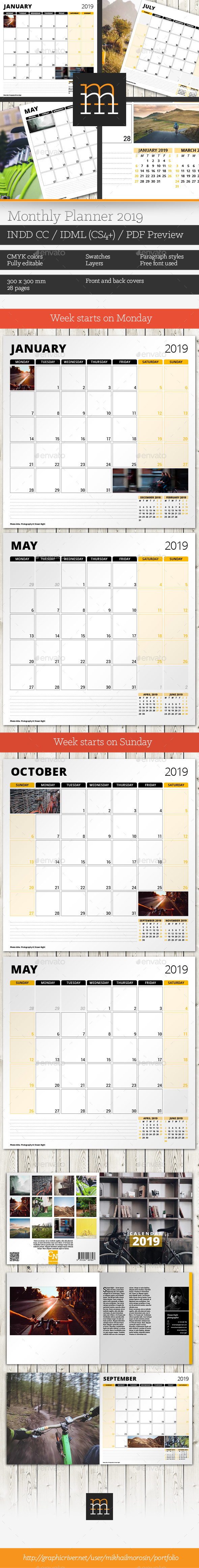 Monthly Planner 2019 - Calendars Stationery