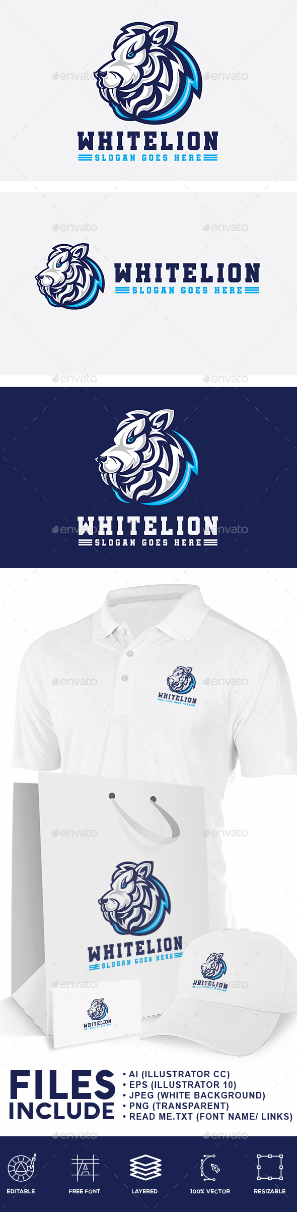 White Lion Logo - Animals Logo Templates