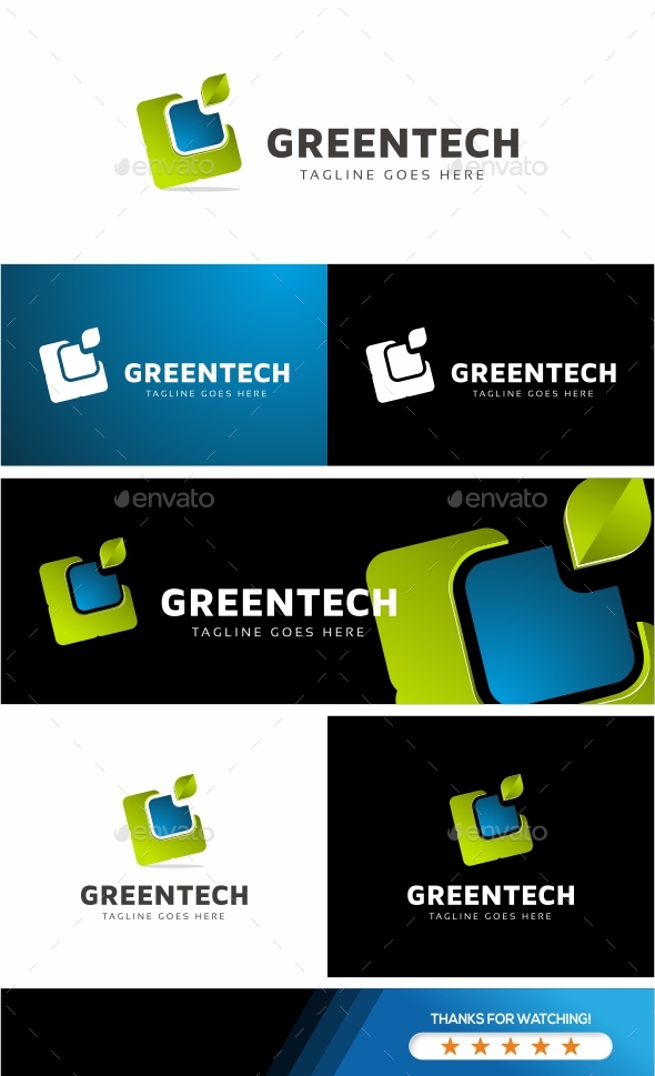 Green Leaf - Tech Logo Template - Symbols Logo Templates
