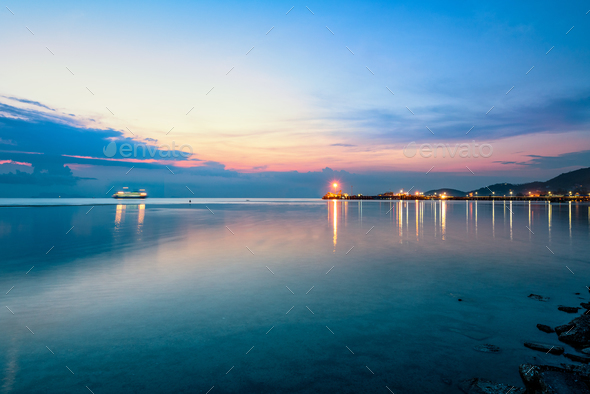 Sky twilight at Nathon Pier in Ko Samui - Stock Photo - Images