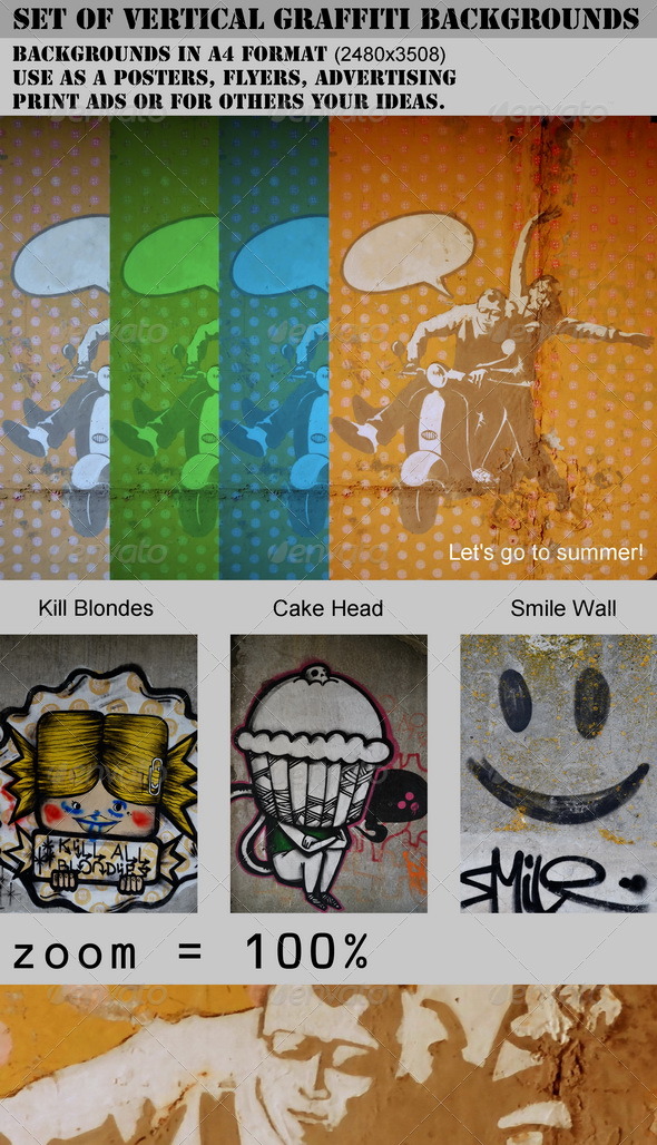 Set of Vertical Graffiti Backgrounds - Miscellaneous Textures