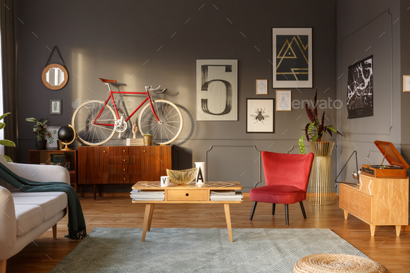 Sun shining into living room - Stock Photo - Images