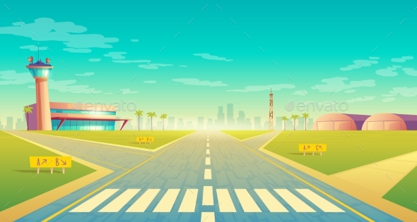 Vector Landing Strip for Airplanes - Man-made Objects Objects