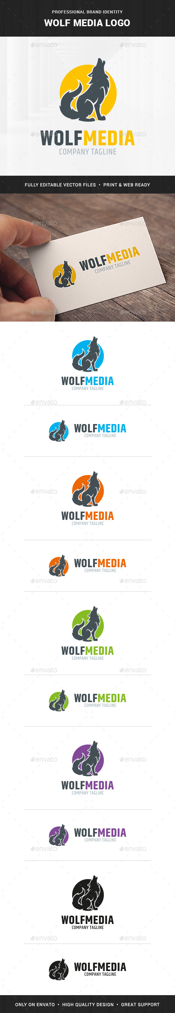 Wolf Media Logo Template - Animals Logo Templates