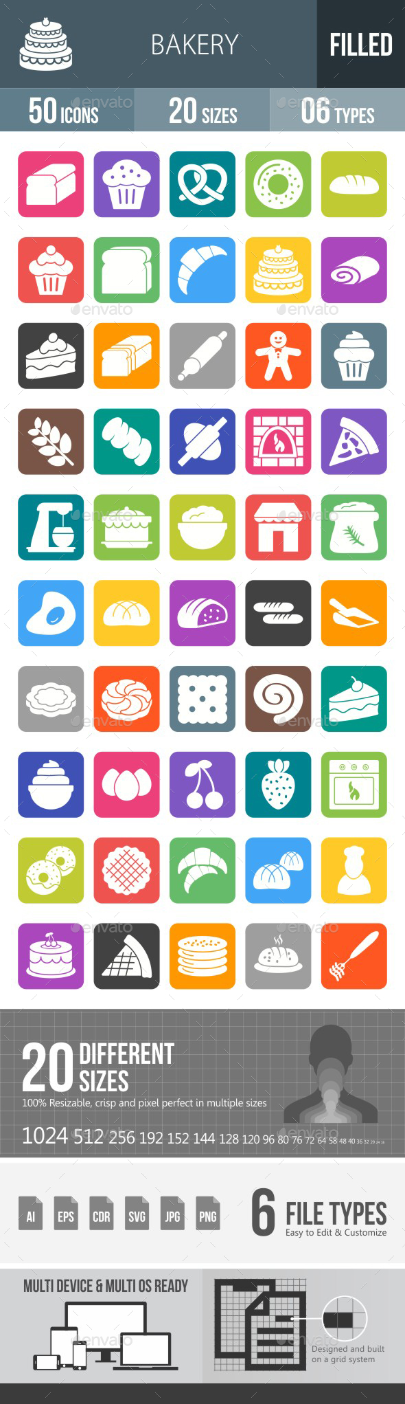 Bakery Flat Round Corner Icons - Icons