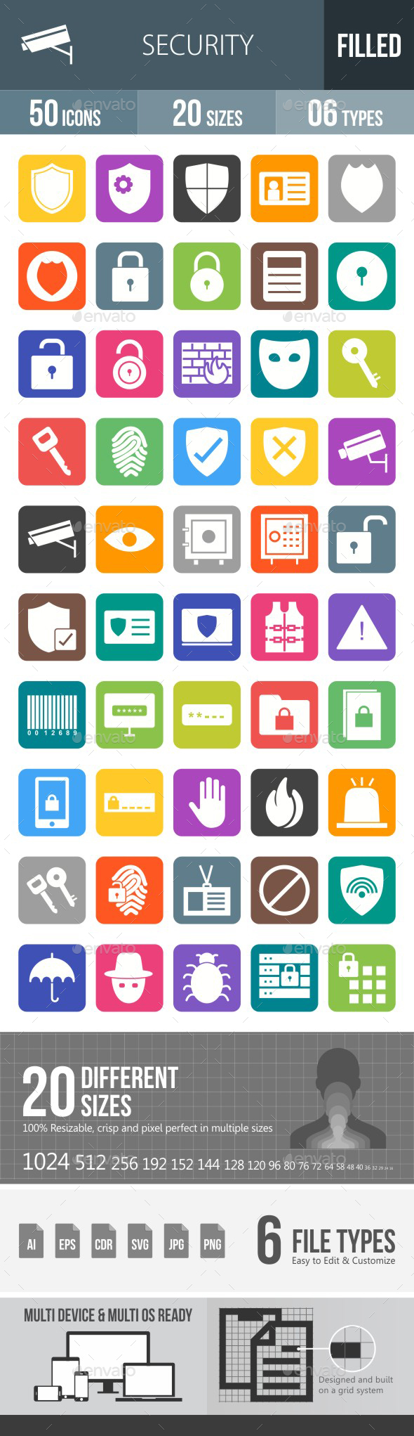 Security Flat Round Corner Icons - Icons