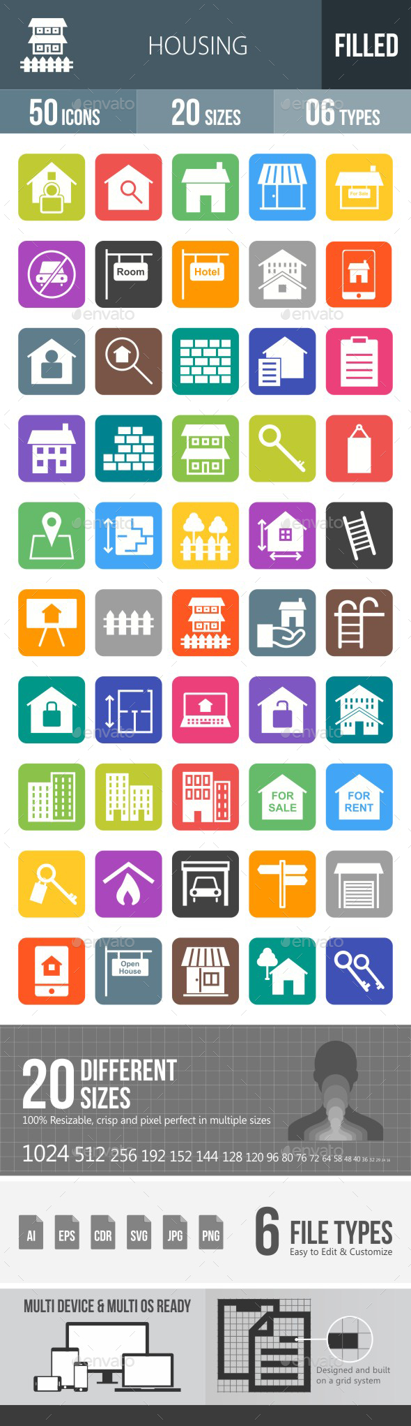 Housing Flat Round Corner Icons - Icons