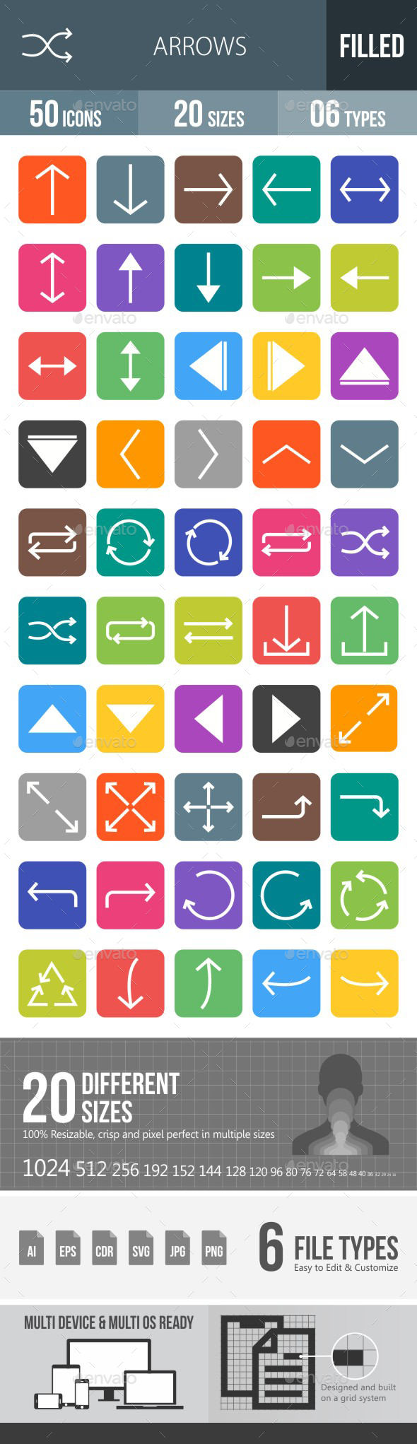 Arrows Flat Round Corner Icons - Icons