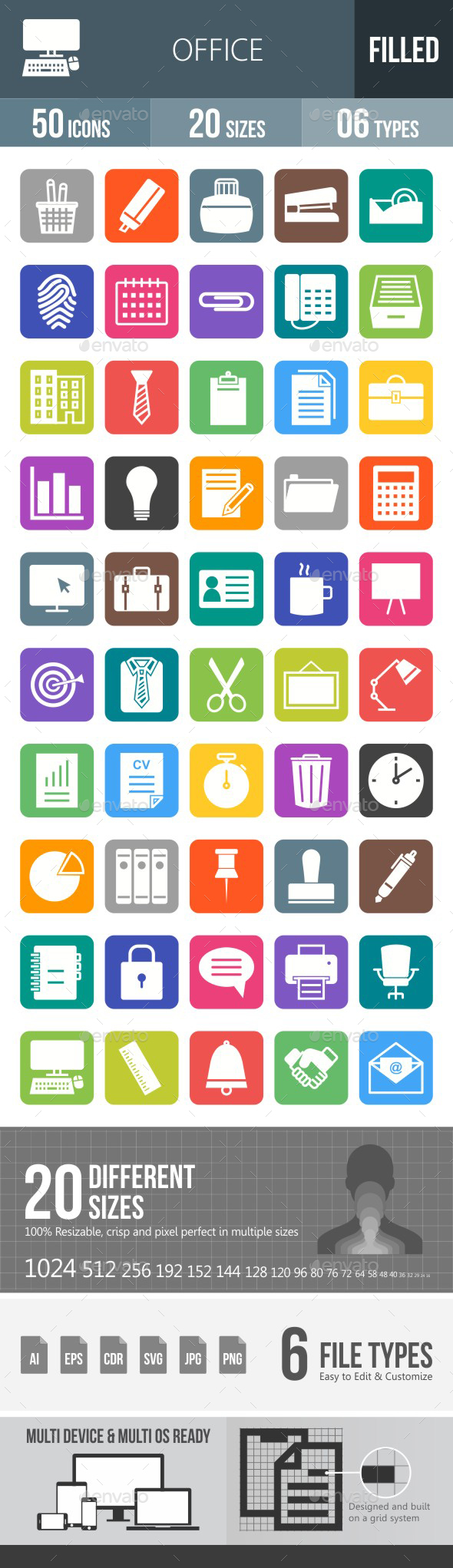 Office Flat Round Corner Icons - Icons