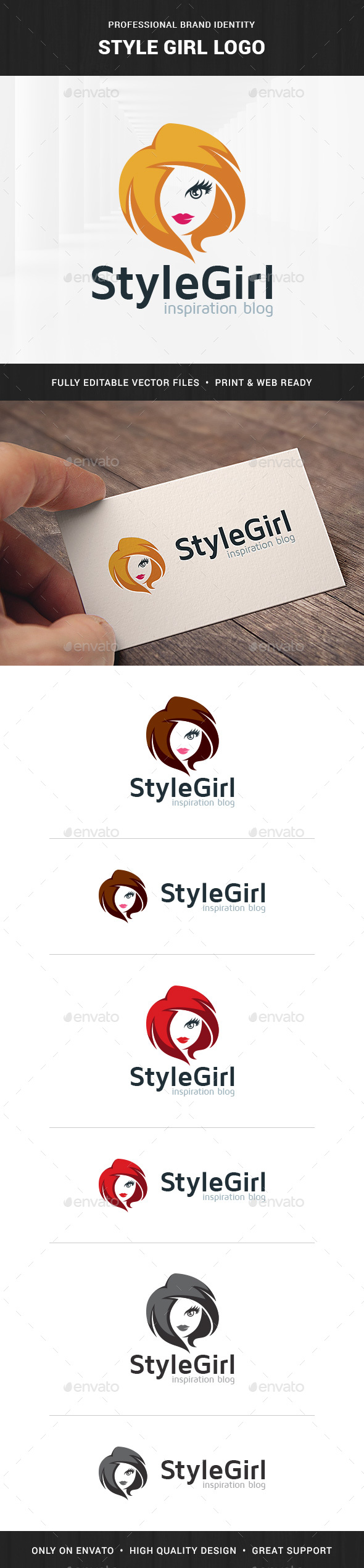 Style Girl Logo Template - Humans Logo Templates