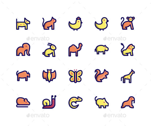 Animal Filled Line Icons - Icons