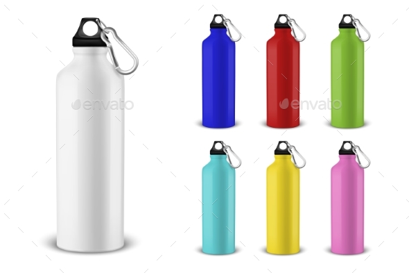 Vector Realistic Different Color Bottles - Man-made Objects Objects