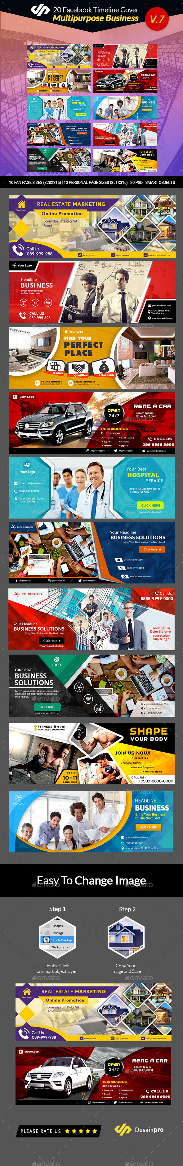 20 Multipurpose Facebook Timeline Covers V7 - AR