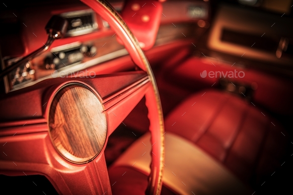 Vintage Red Car Interior Stock Photo by duallogic | PhotoDune