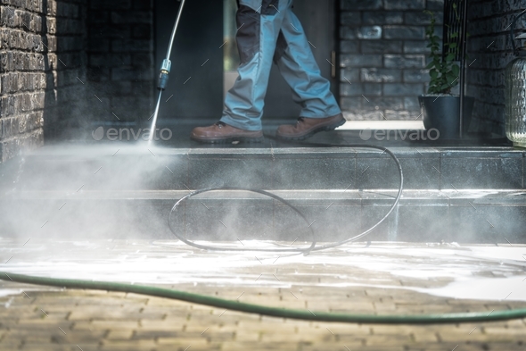 Pressure Washer Cleaning Time - Stock Photo - Images
