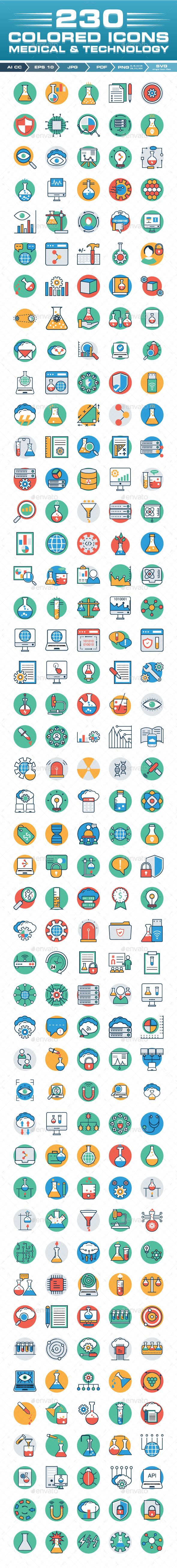 Medical and Technology Color Vector Icons Set - Icons