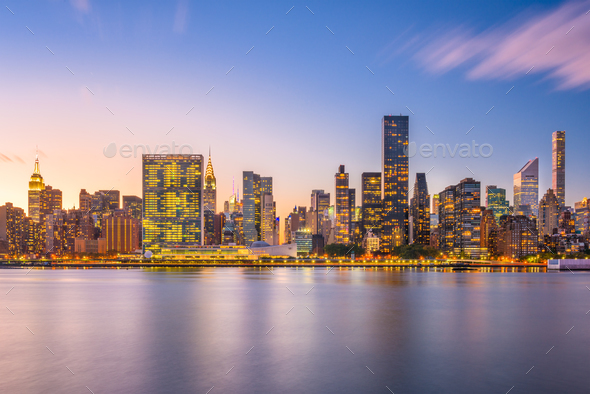 New York City East River Skyline - Stock Photo - Images