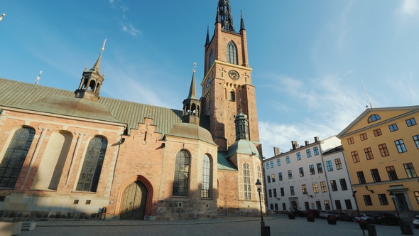 Famous Church with an Metal Spire in Stockholm Riddarholmen Church alt