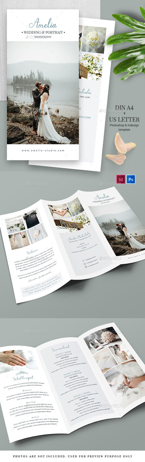 Photographer/Wedding Trifold Brochure - Brochures Print Templates