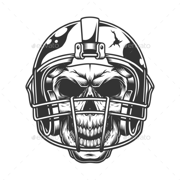 Football Helmet Skull Drawing