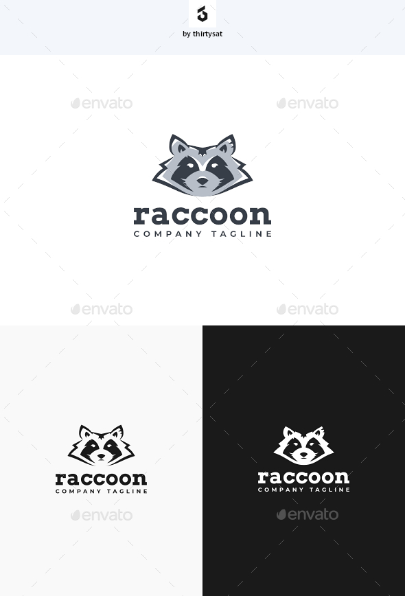 Raccoon Head Logo - Animals Logo Templates