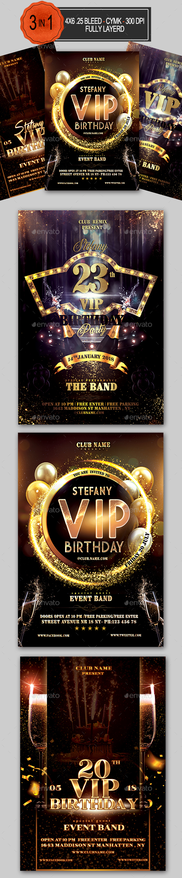 VIP Birthday Flyer Bundle - Clubs & Parties Events