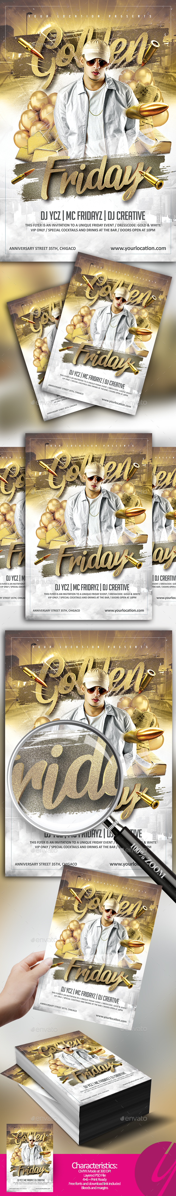 Golden Fridays Flyer - Clubs & Parties Events