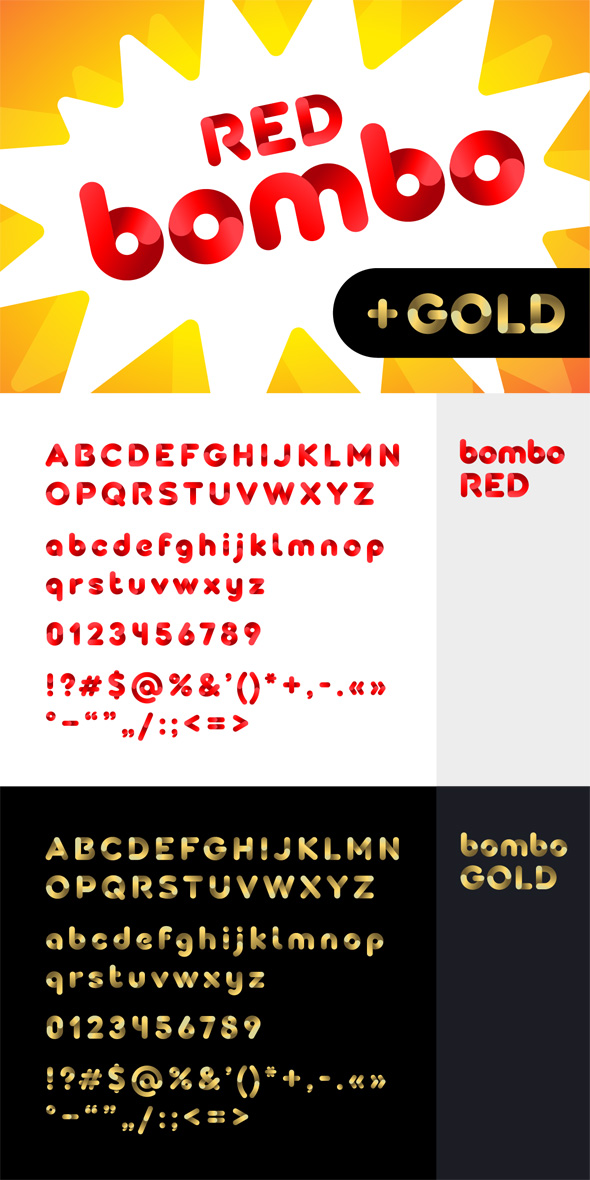 Bombo color font: Red and Gold - Decorative Fonts