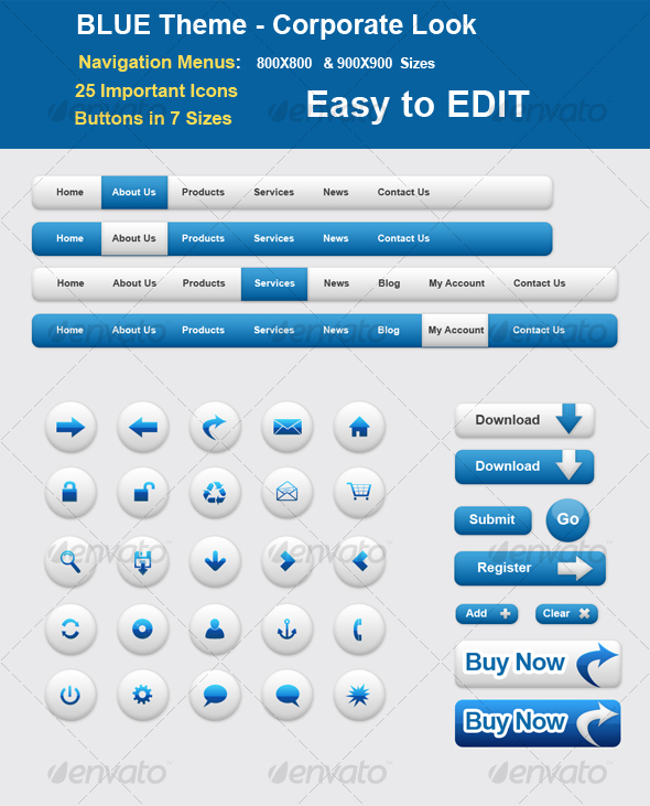 BLUE Theme - Corporate Style - Web Elements