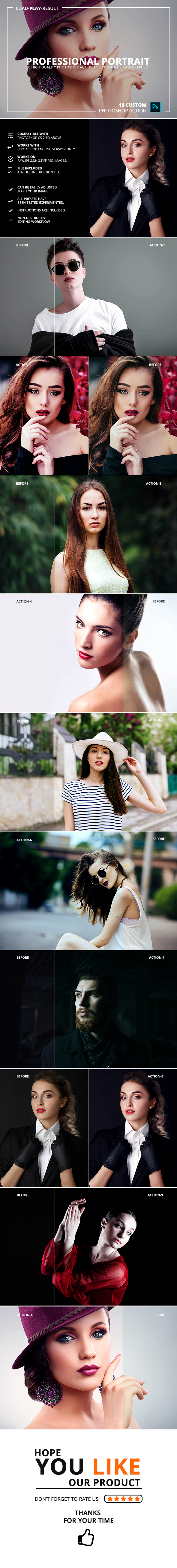 Professional Portrait Photoshop Action - Photo Effects Actions