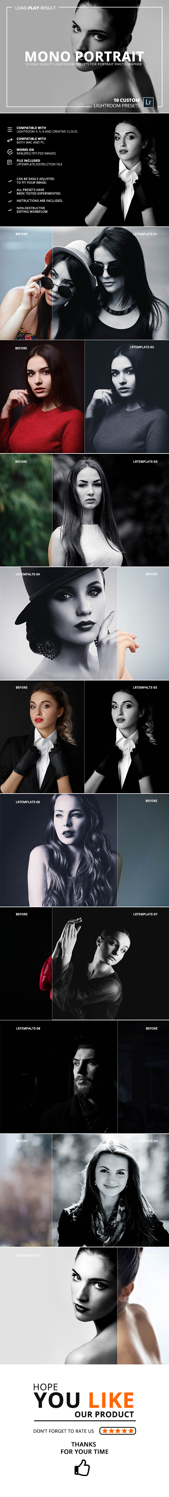Mono Portrait Lightroom Presets - Lightroom Presets Add-ons