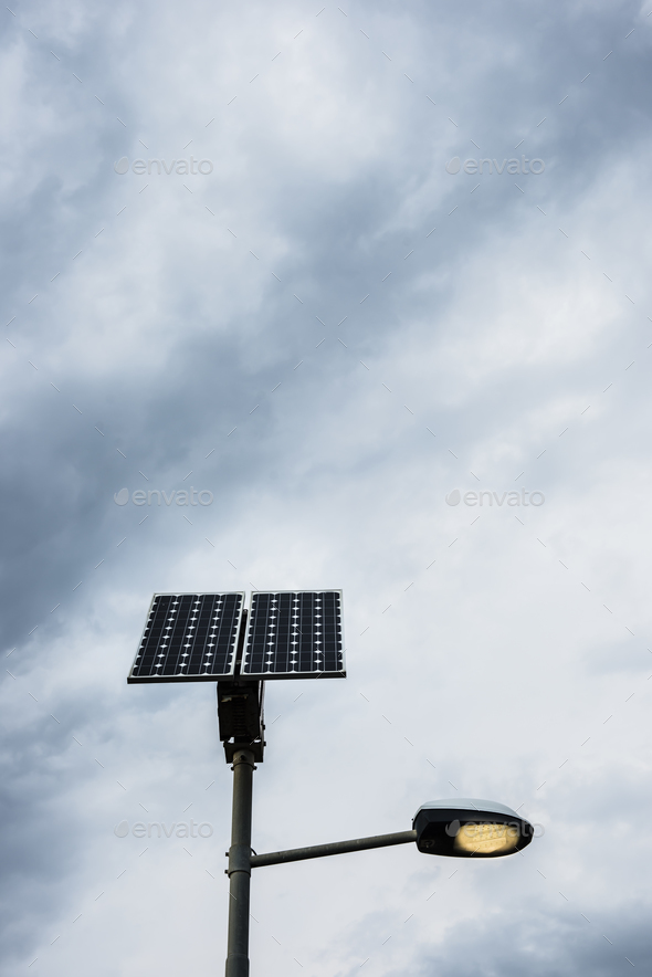 Solar panel on street lamp post Stock Photo by alessandrozocc | PhotoDune