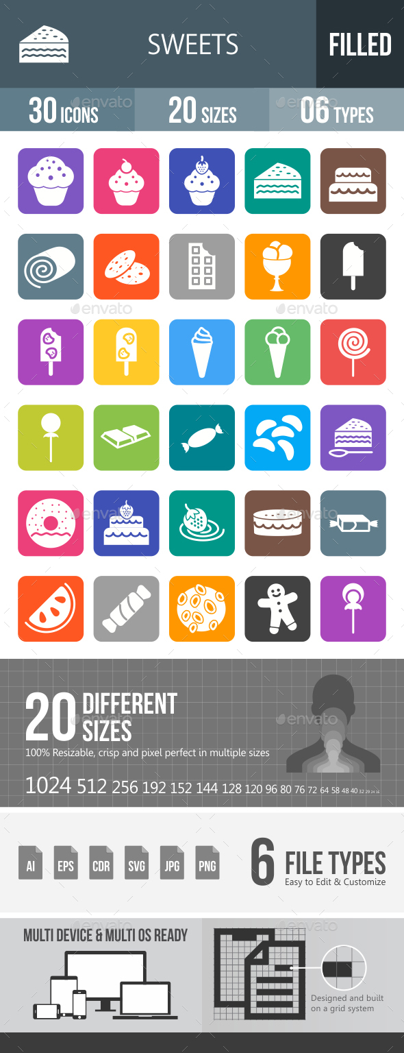 Sweets Glyph Inverted Icons - Icons