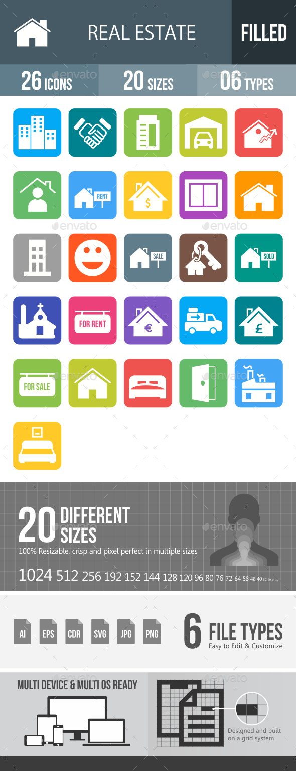 Real Estate Glyph Inverted Icons - Icons