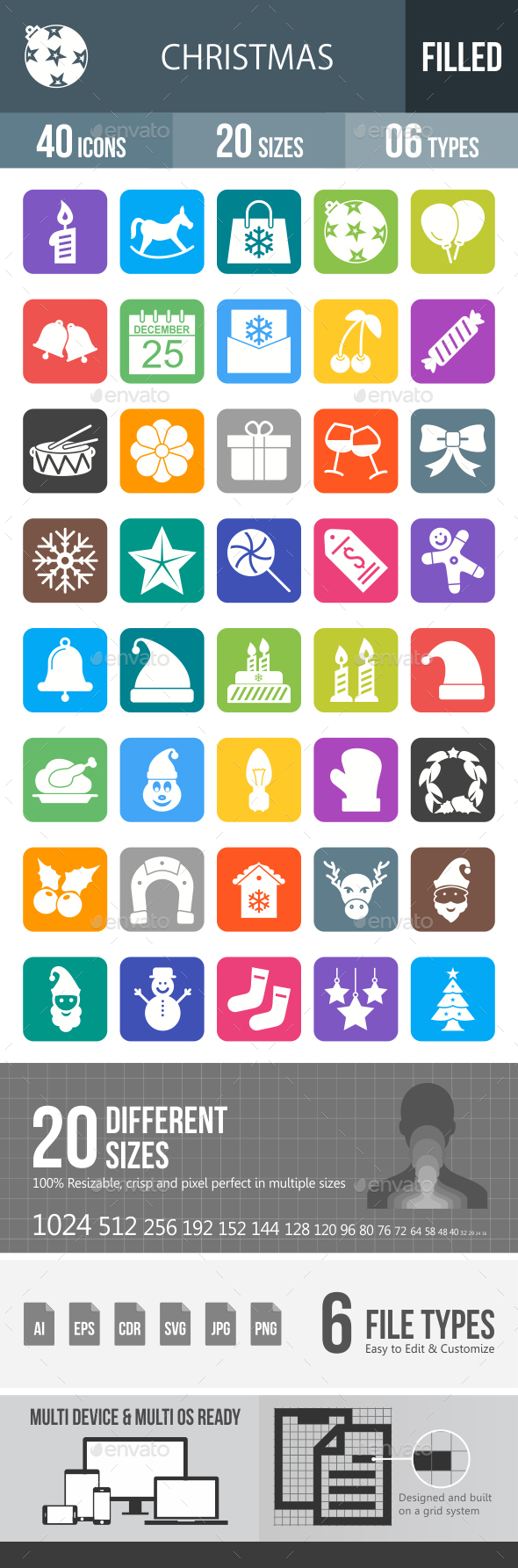 Christmas Glyph Inverted Icons - Icons