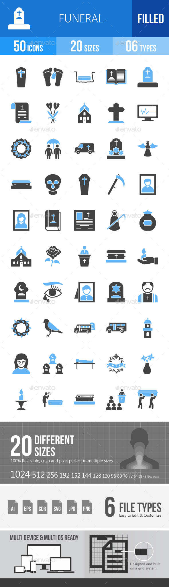 Funeral Blue & Black Icons - Icons