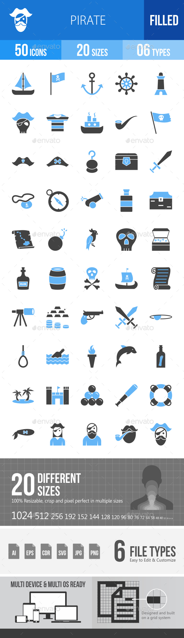 Pirate Blue & Black Icons - Icons