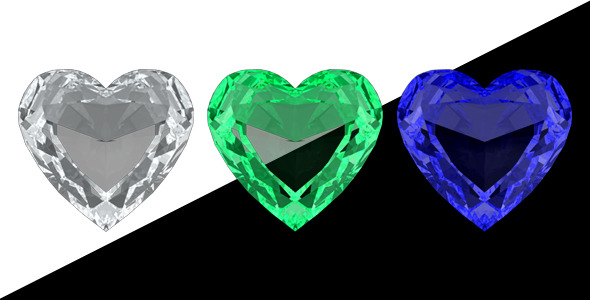 Diamond, Emerald And Sapphire Heart