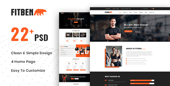 FITBEN FitnessGym - ThemeForest 22316583