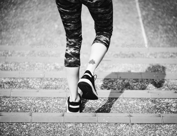Woman walking down the stairs Stock Photo by Rawpixel | PhotoDune