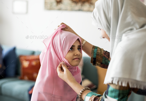 Download Muslim Mom Teaching Daughter How To Wear A Hijab Stock Photo By Rawpixel