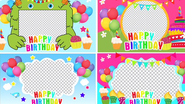 Birthday Frame Cake and Candle Cartoon Pack 5 by edmotion | VideoHive