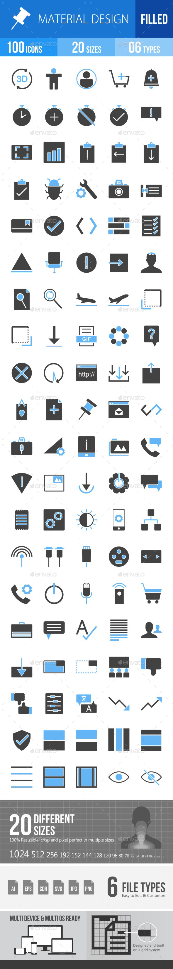 Material Design Blue & Black Icons - Icons