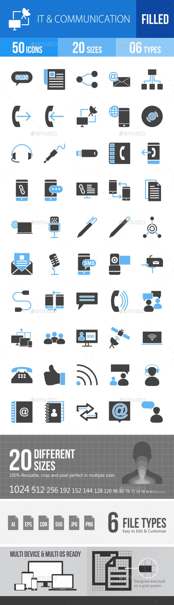 IT & Communication Blue & Black Icons - Icons