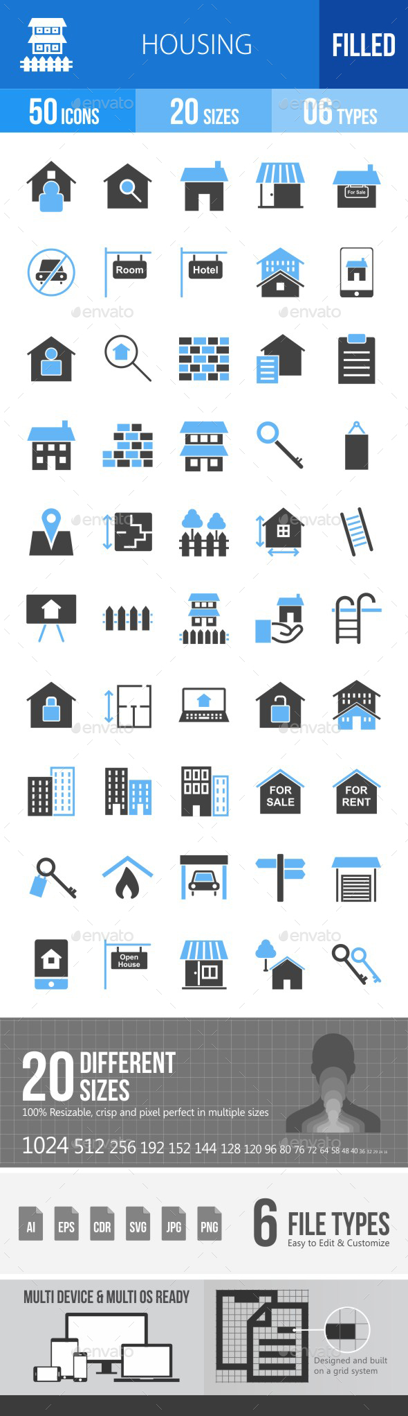 Housing Blue & Black Icons - Icons