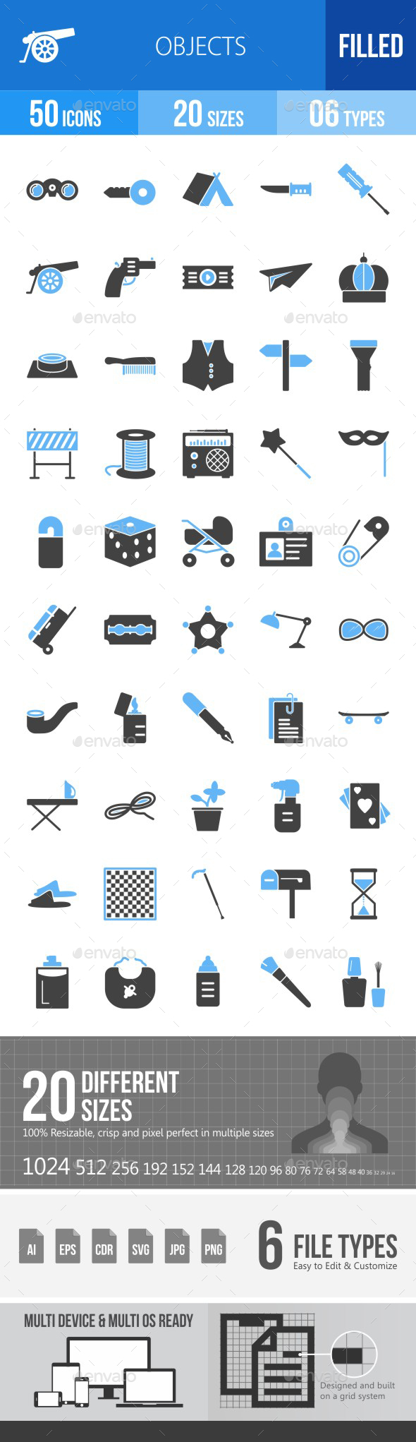 Objects Blue & Black Icons - Icons