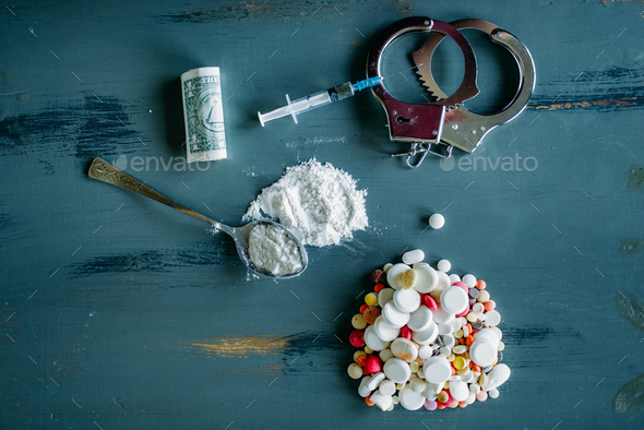 Junky kit, narcotics concept, addiction problem - Stock Photo - Images
